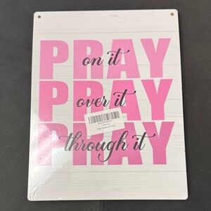 Pink and White Inspirational Wall Art Pray on it Pray over it Pray through it